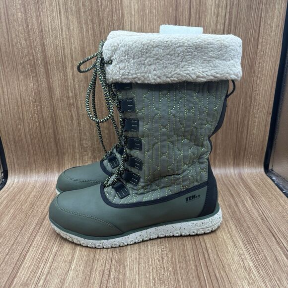 L.L Bean Womens 8 Medium Waterproof Ultralight Snow Boots Insulated 200g Green - Picture 3 of 8